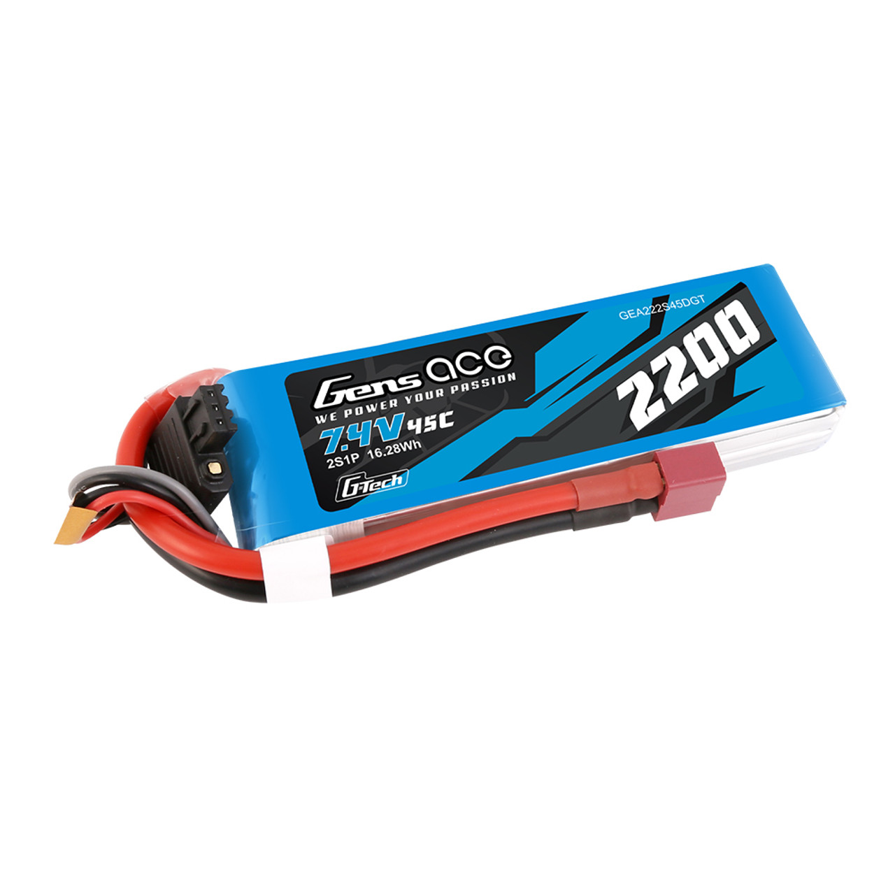 Gens ace 2200mAh 2S 45C 7.4V G-tech Lipo Battery Pack with