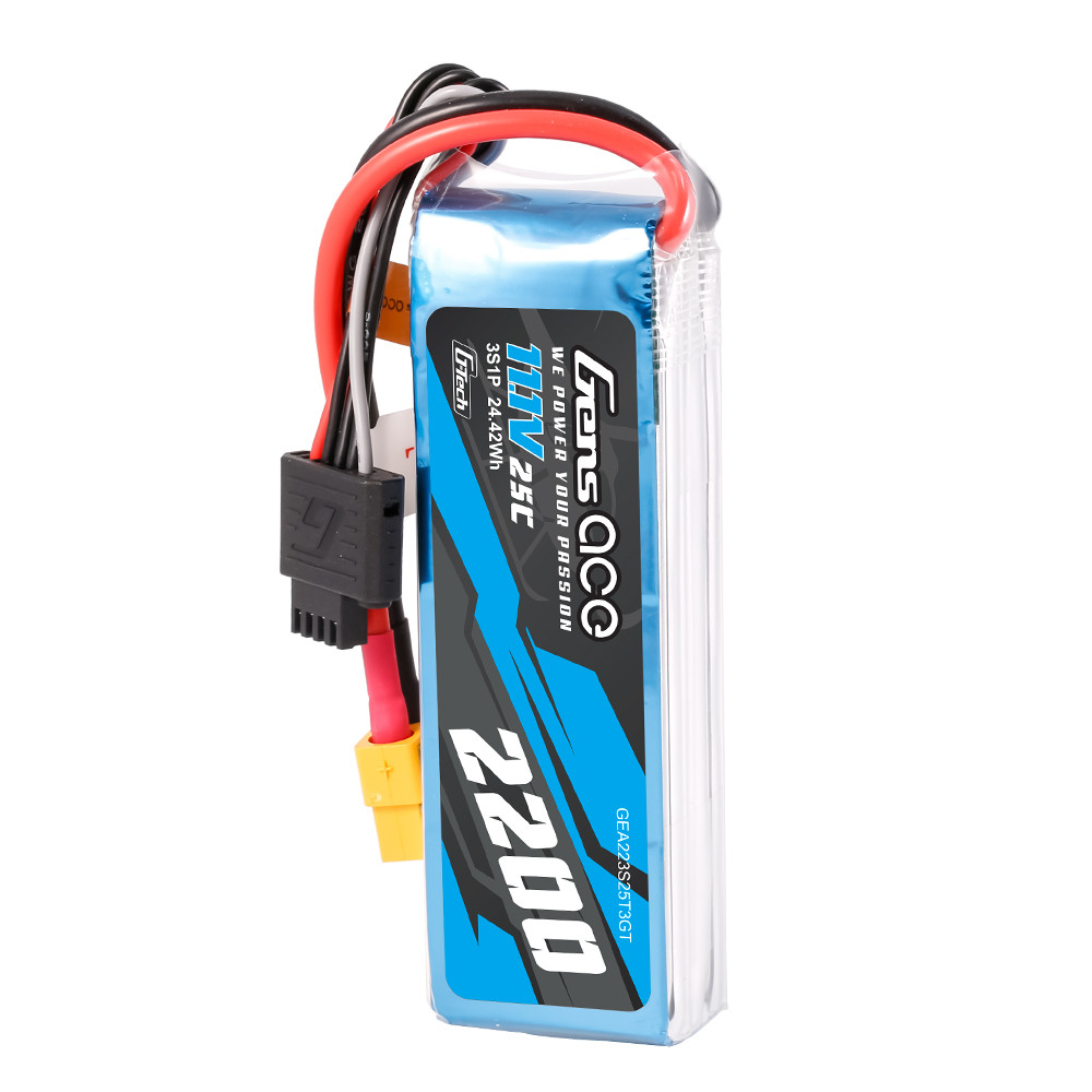 Gens ace 2200mAh 3S 11.1V 25C G-Tech Lipo Battery Pack with EC3