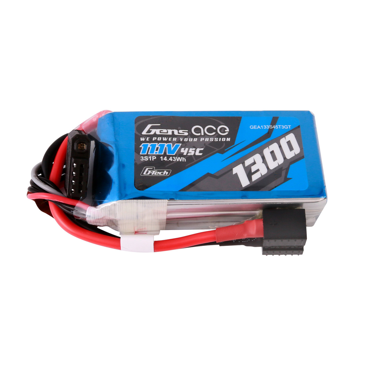 Gens ace 1300mAh 3S 45C 11.1V G-Tech Lipo Battery Pack with EC3