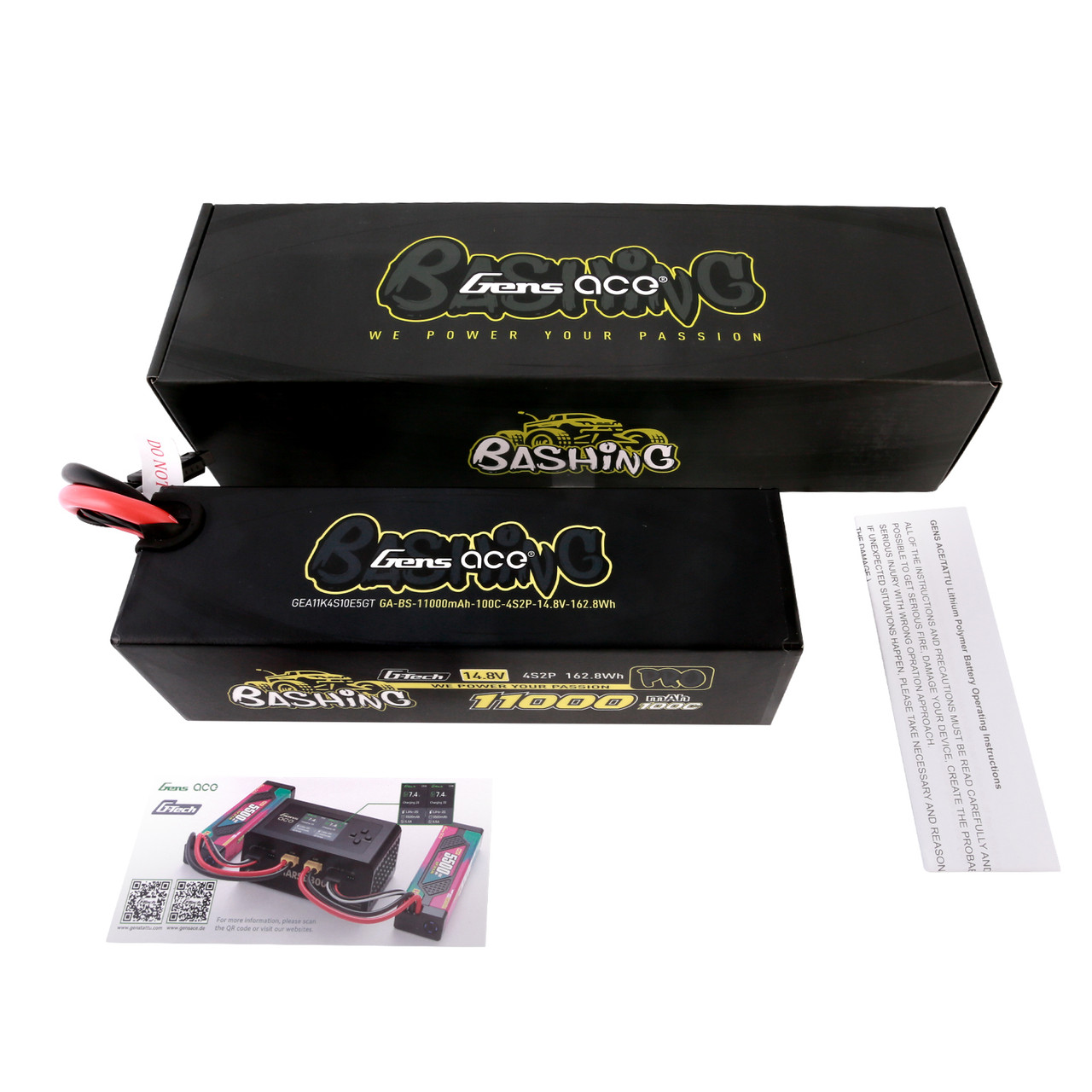 Gens ace 4S2P 11000mah 14.8V 100C Bashing Pro G-tech Lipo Battery