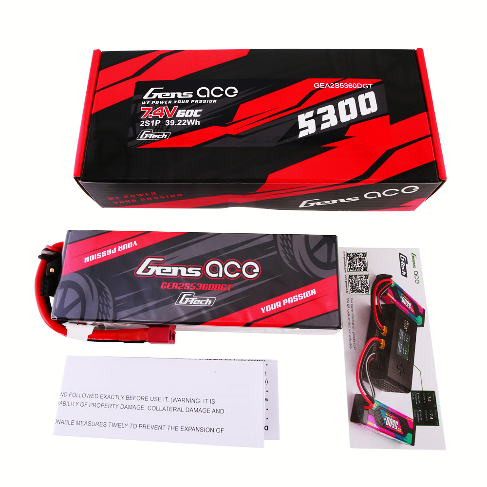 Gens ace G-Tech 5300mAh 2s 7.4V 60C HardCase Lipo Battery Pack 21