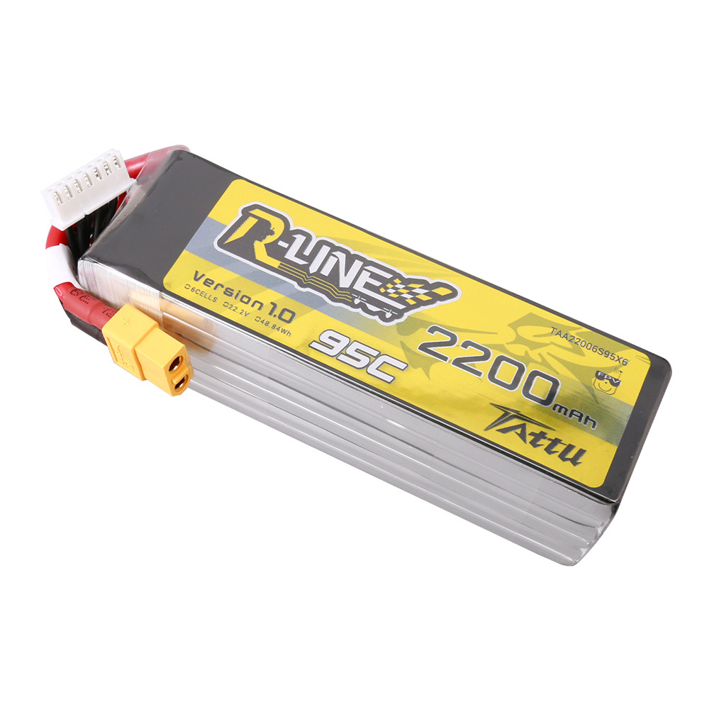 Tattu 2200mah 6S 95C 22.2V R-Line Lipo Battery with XT60 Plug For