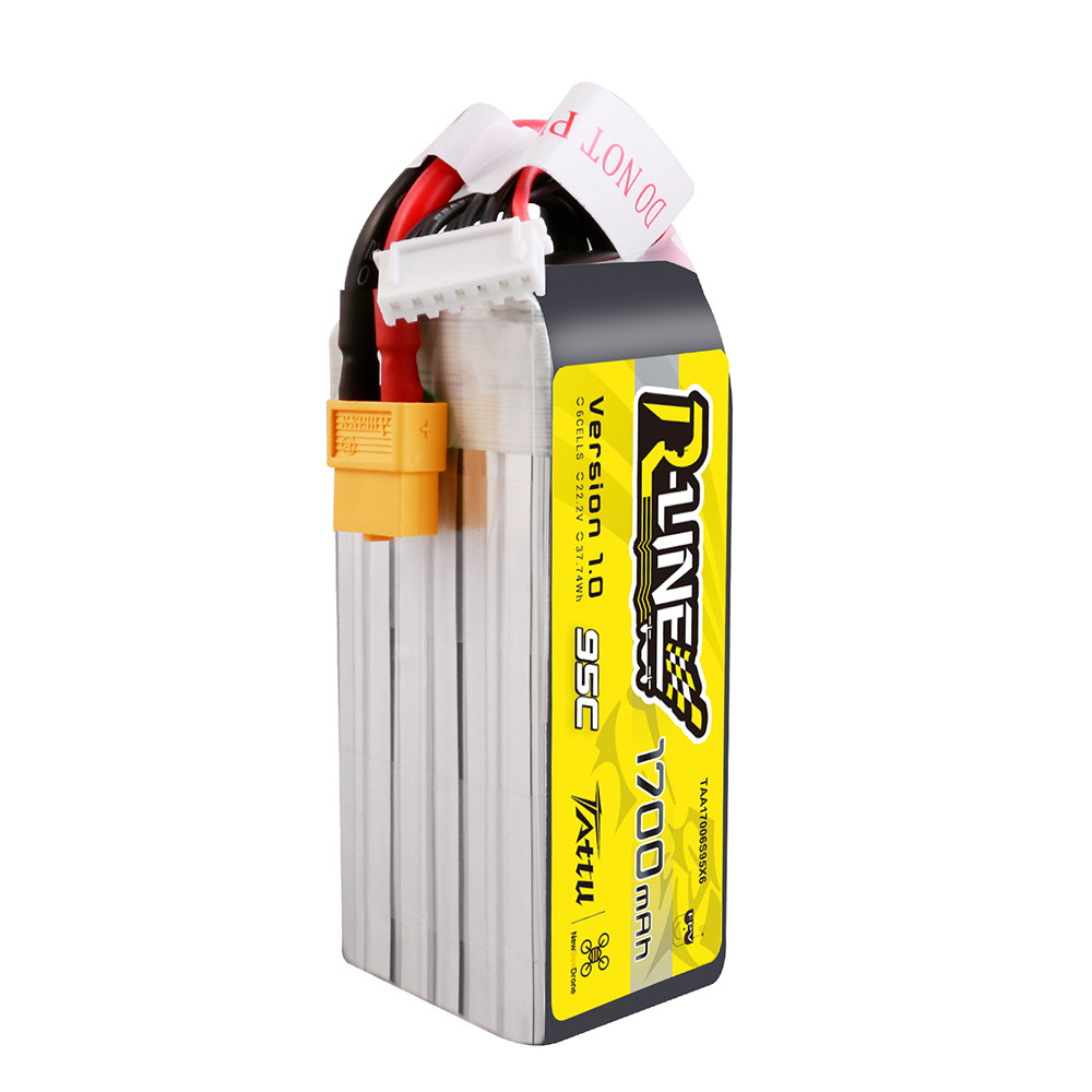 Tattu 1700mAh 6s 95C 22.2V R-Line Lipo Battery Pack with XT60 Plug