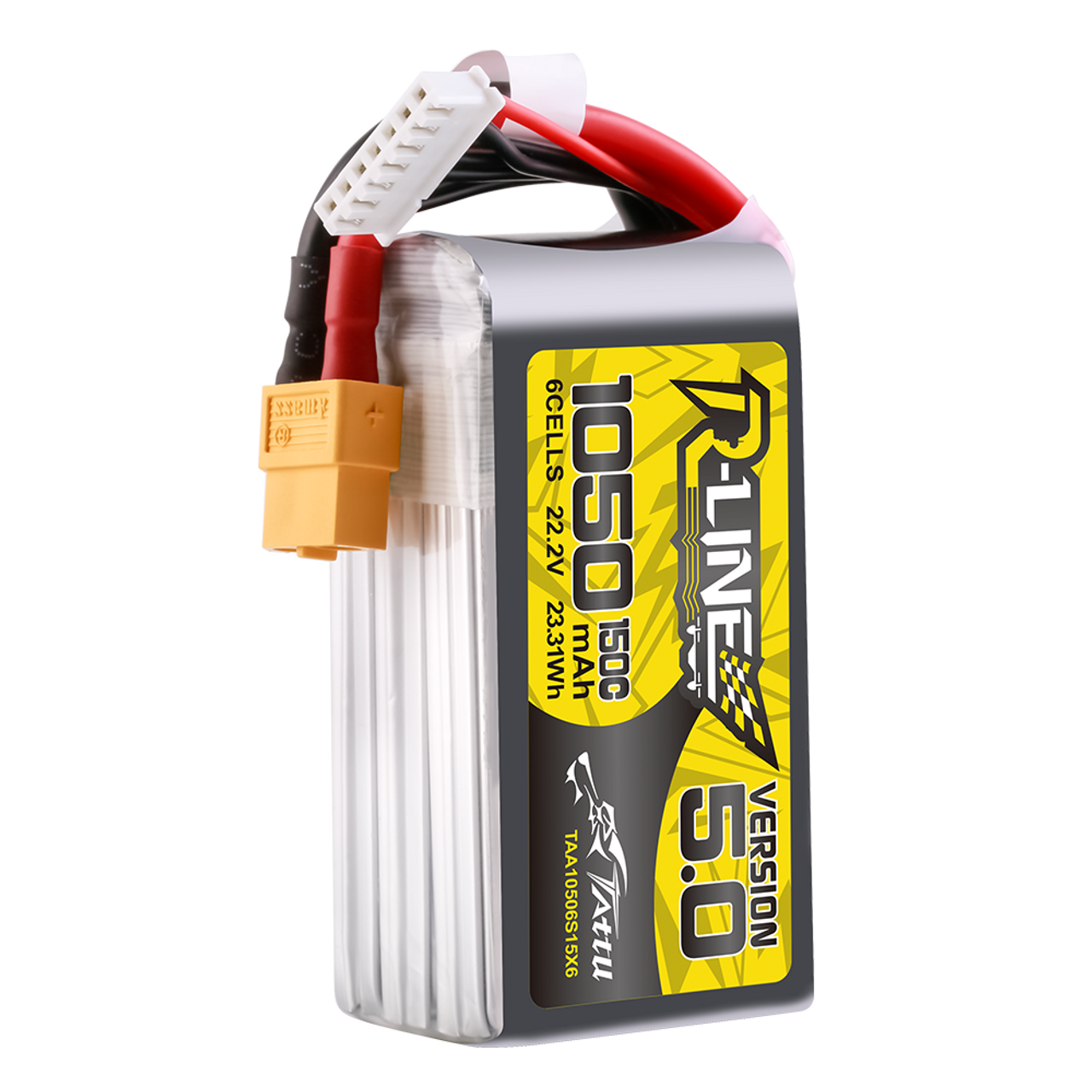 Tattu R-Line Version 5.0 1050mAh 6S 22.2V 150C Lipo Battery Pack with XT60  Plug