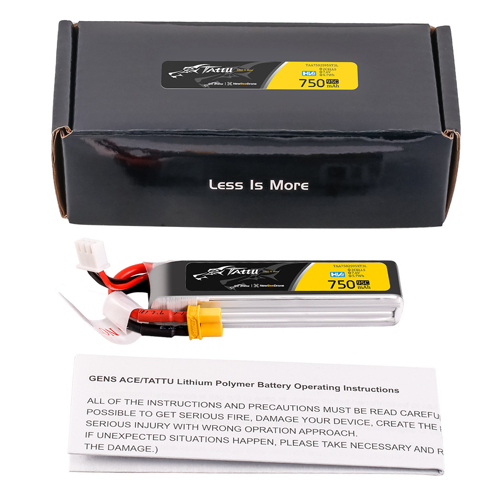 Tattu 750mAh 2S 95C 7.6V R-Line HV Lipo Battery Pack with XT30 Plug