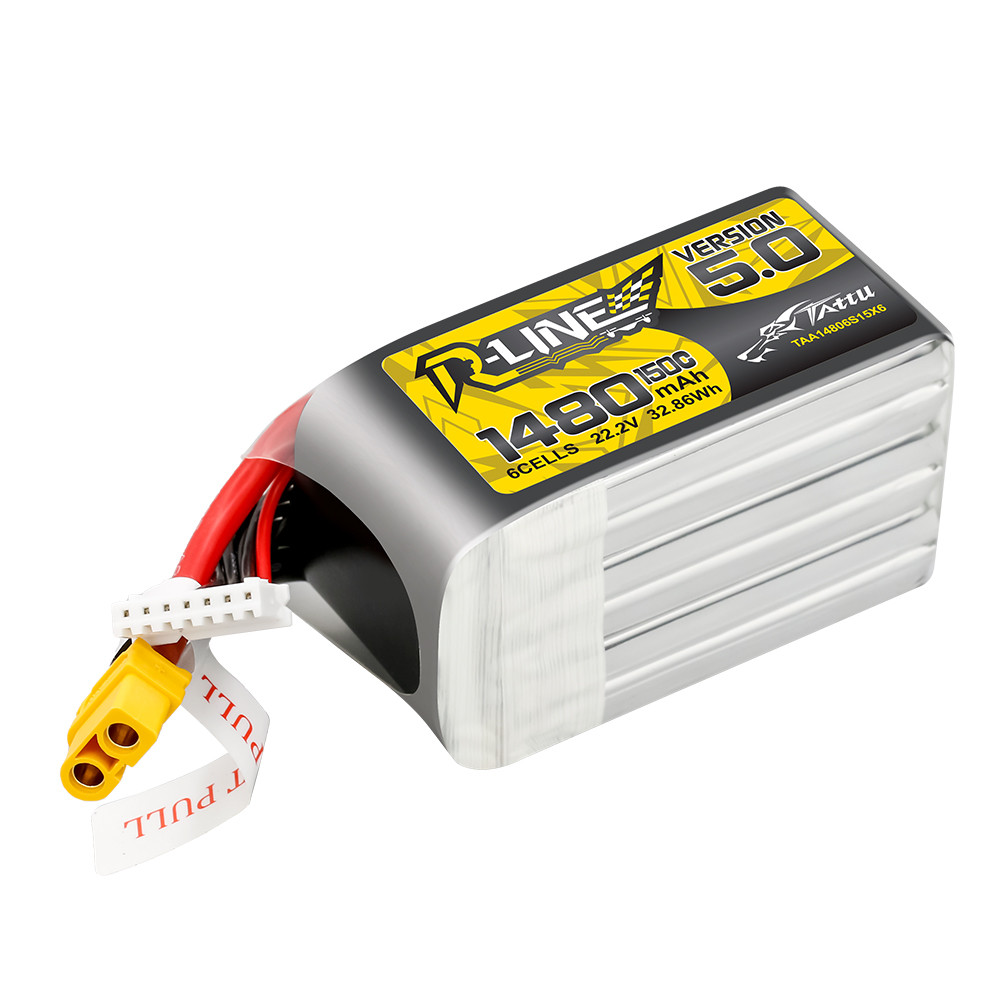 Tattu R-Line Version 5.0 1480mAh 6S 150C 22.2V Lipo Battery Pack