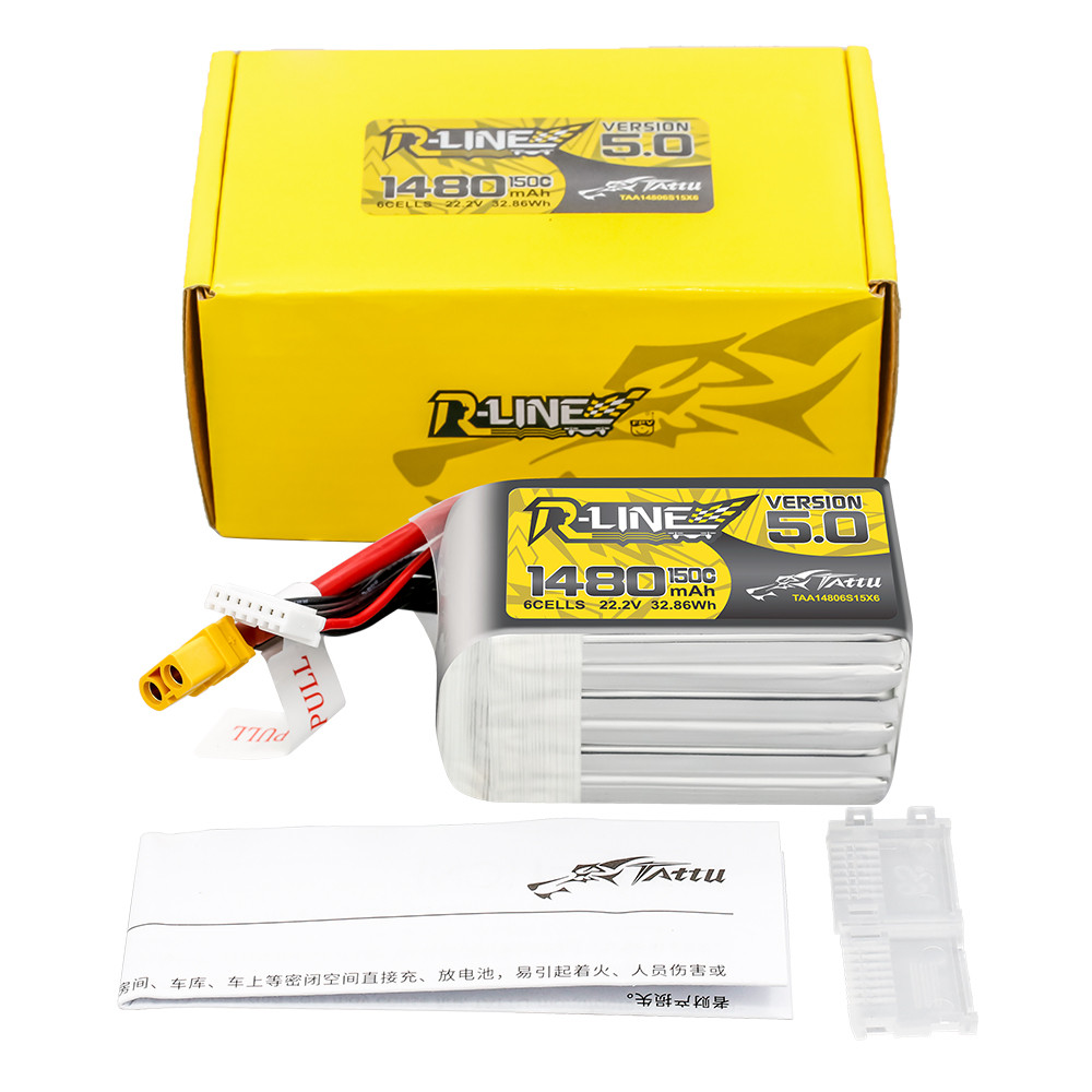Tattu R-Line Version 5.0 1480mAh 6S 150C 22.2V Lipo Battery Pack