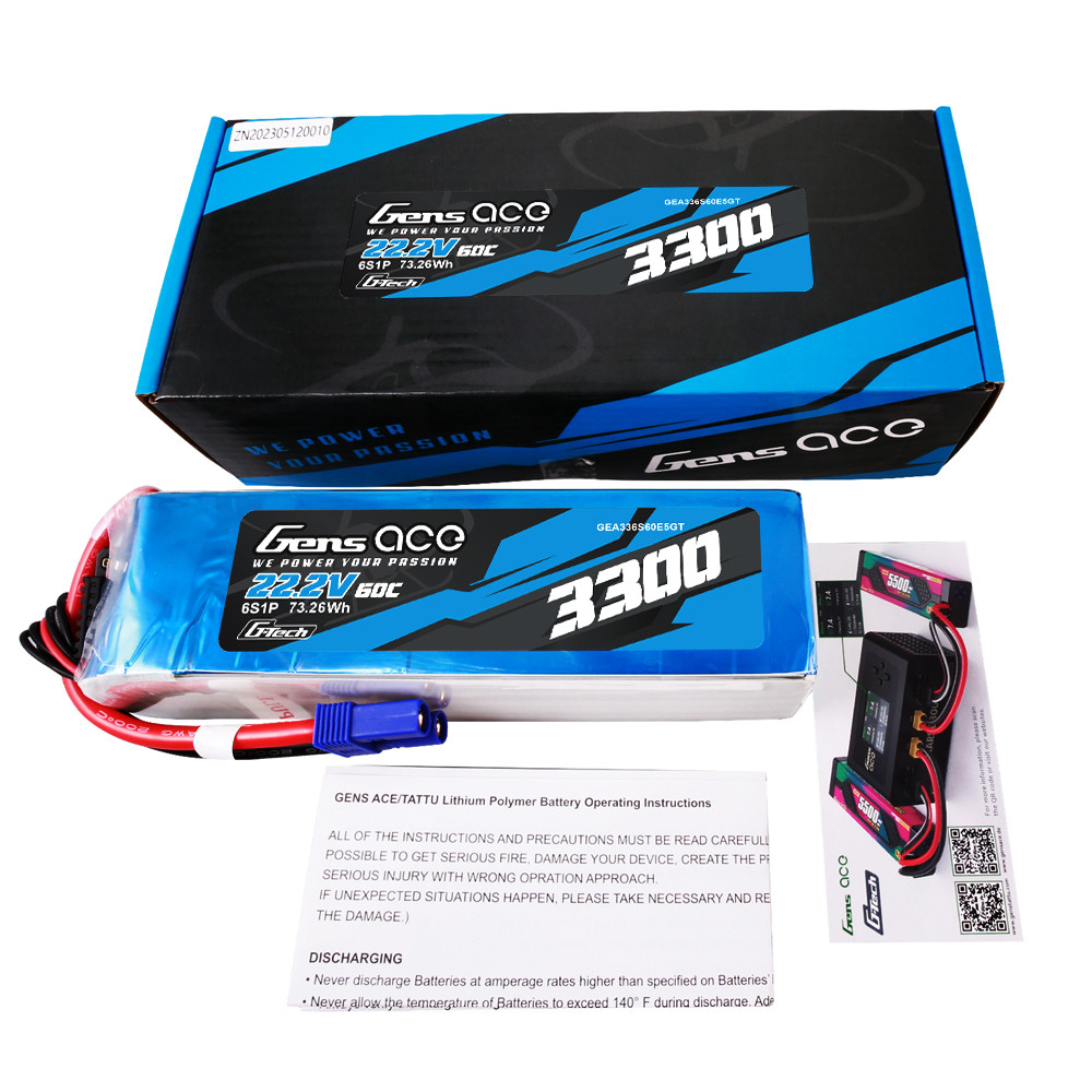 その他 e-papa Gens ace G-tech 3300mAh 6S 60C 22.2V Lipo Battery Pack with EC5 Plug