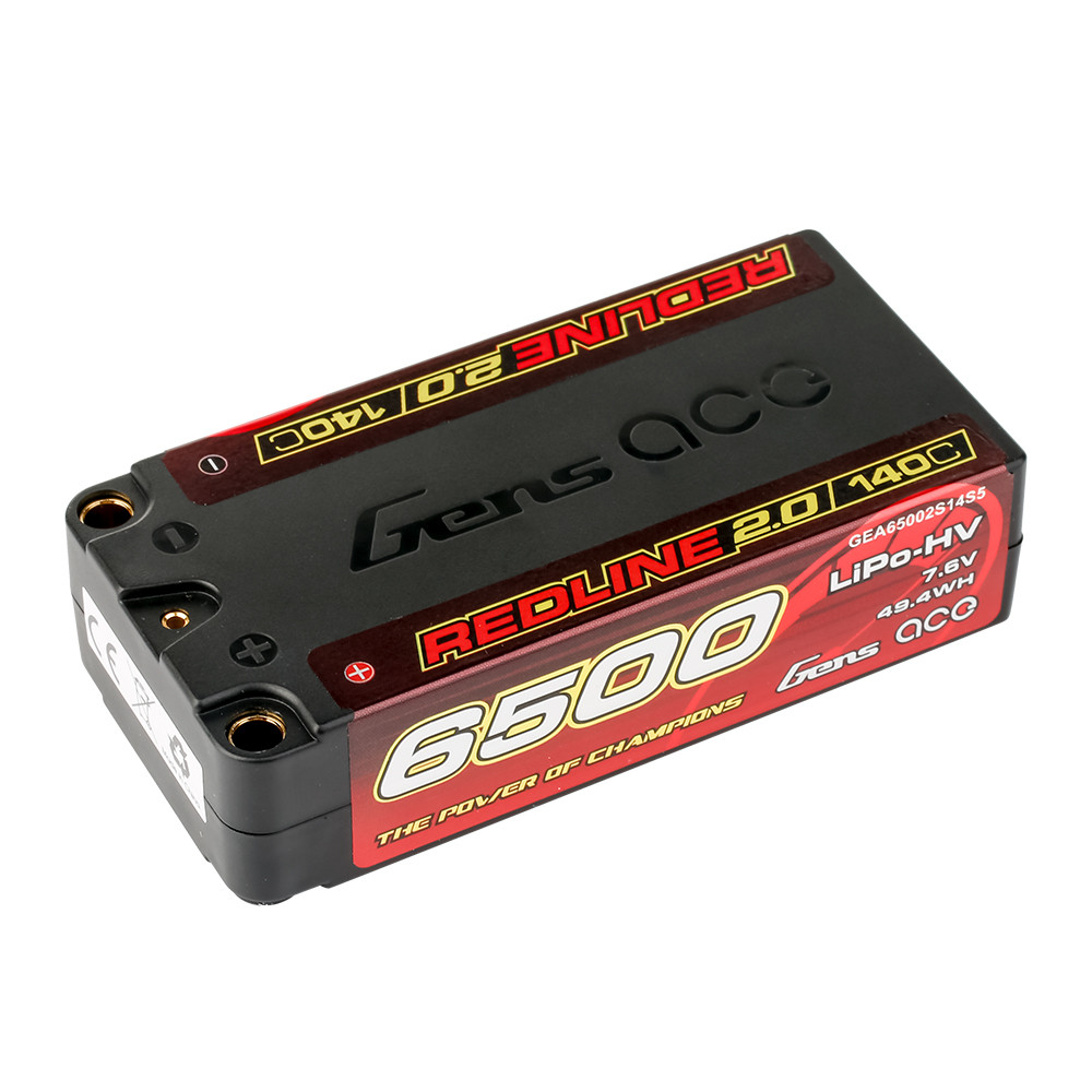 Gens ace Redline 2.0 6500mAh 2S 140C 7.6V Shorty Lipo Battery with