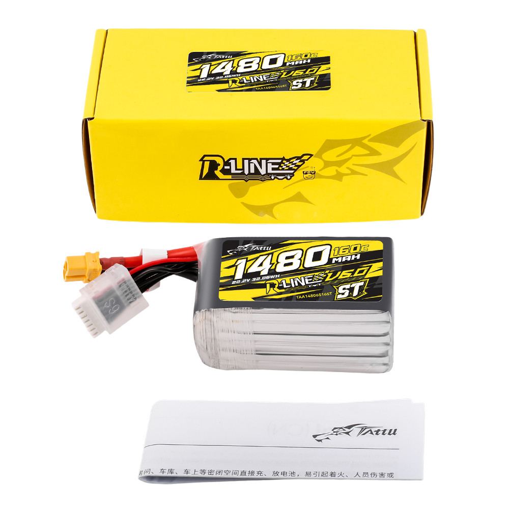 Tattu R-Line Version 6.0 1480mAh 160C 6S 22.2V ST Lipo Battery