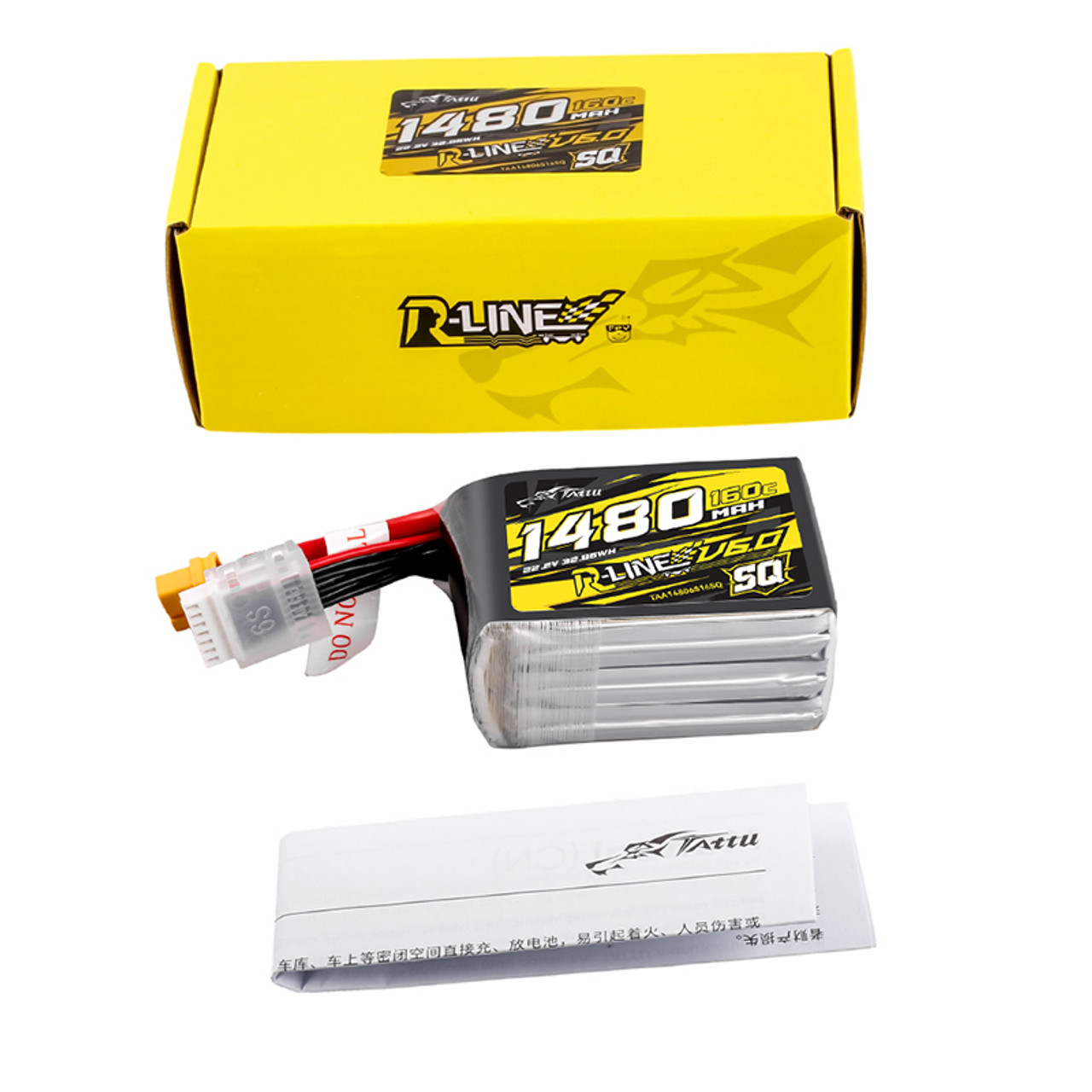 【2個セット】Tattu R-Line1.0 6S 95C 5100mAhリポ Tattu 5100mah 6S 95C 22.2V R-Line Lipo Battery with AS150 Plug