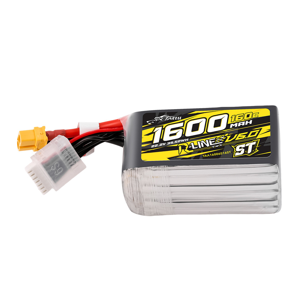 Tattu R-Line Version 6.0 1600mAh 160C 6S 22.2V ST Lipo Battery Pack with XT60 Tattu R-Line Version 6.0 1600mAh 160C 6S 22.2V ST Lipo Battery Pack with XT60