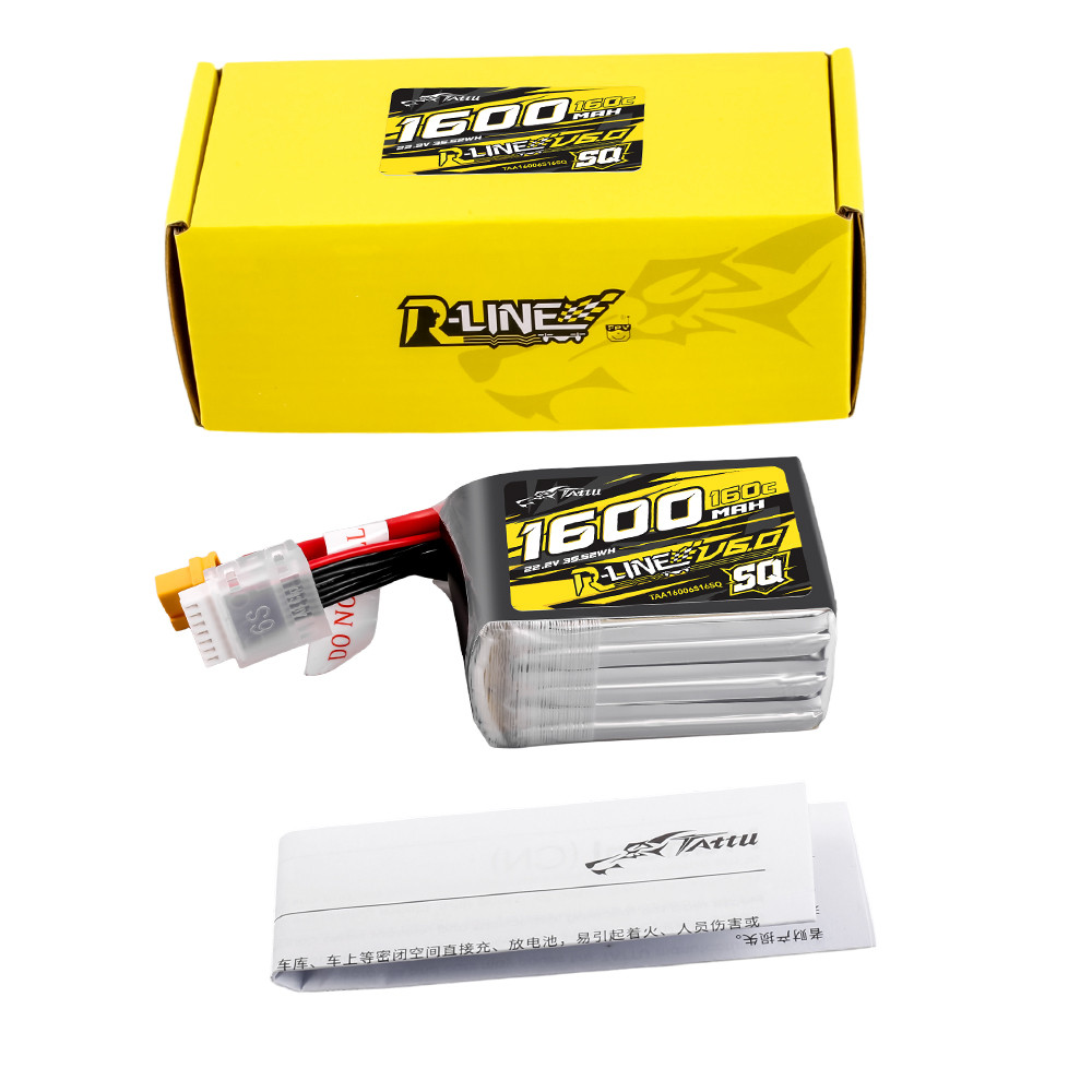 Tattu R-Line Version 6.0 1600mAh 160C 6S 22.2V SQ Lipo Battery
