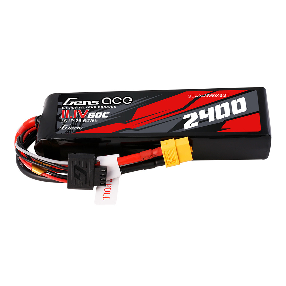 Gens ace 2400mAh 3S1P 60C 11.1 V G-Tech Lipo Battery Pack with