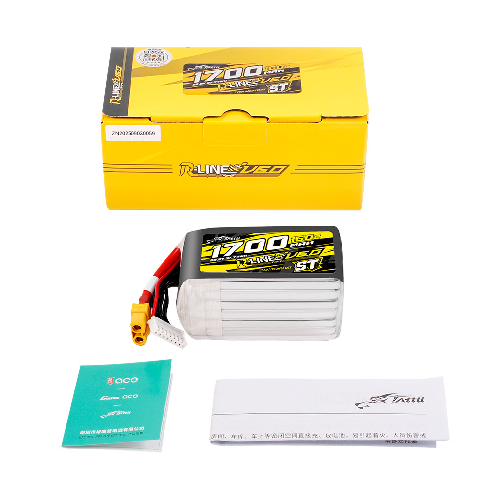 Tattu R-Line Version 6.0 1700mAh 160C 6S 22.2V ST Lipo Battery