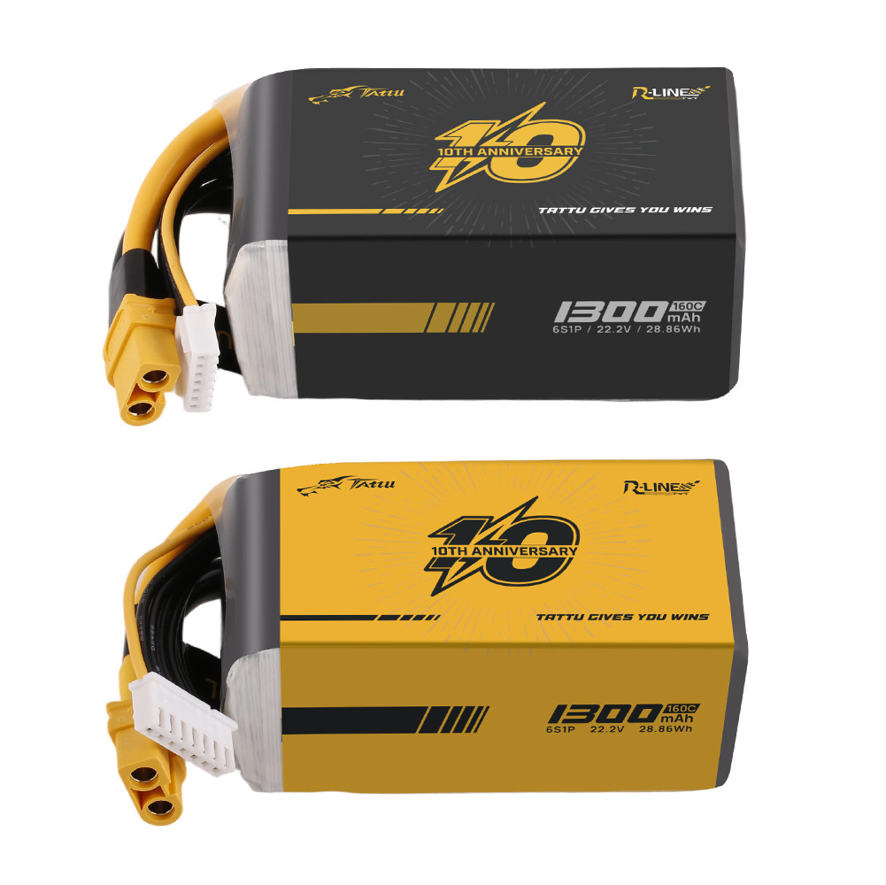 Tattu LE R-Line V6 1300mAh 6S 160C 22.2V Lipo Battery with XT60 Plug