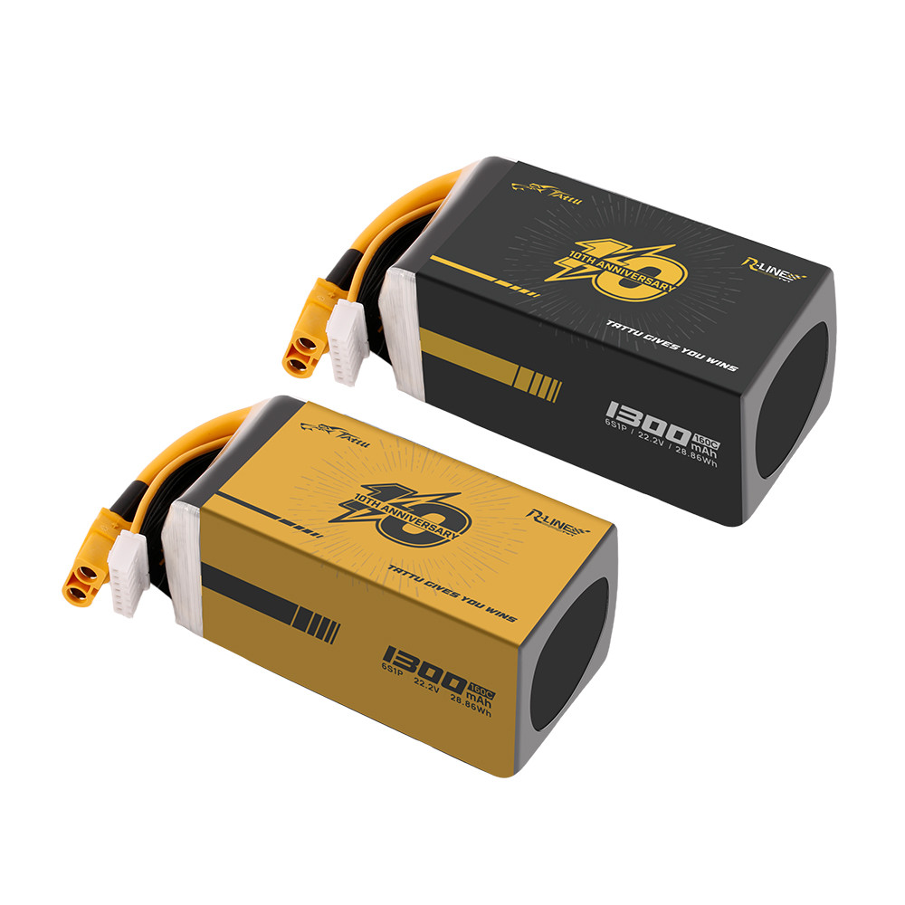 Tattu LE R-Line V6 1300mAh 6S 160C 22.2V Lipo Battery with XT60 Plug
