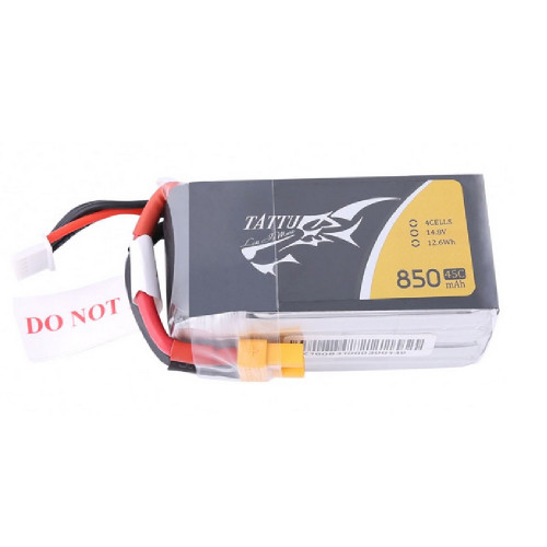 Tattu 14.8V 45C 4S1P 850mAh Lipo Battery Pack with XT30 Plug
