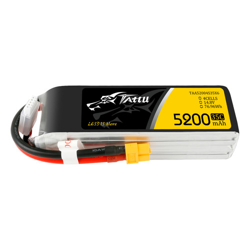 Tattu 5200mAh 14.8V 35C 4S1P Lipo Battery Pack with XT60 Plug