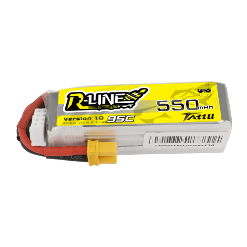 Tattu 550mAh 6S 95C 22.2V R-Line Lipo Battery Pack with XT30