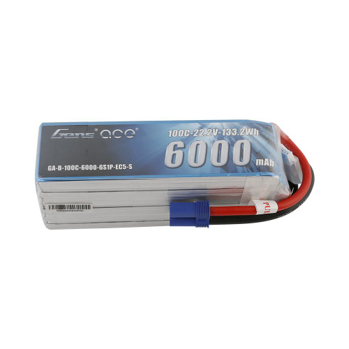 Gens ace 6000mAh 22.2V 100C 6S1P Lipo Battery Pack with EC5 Plug-Short size Product