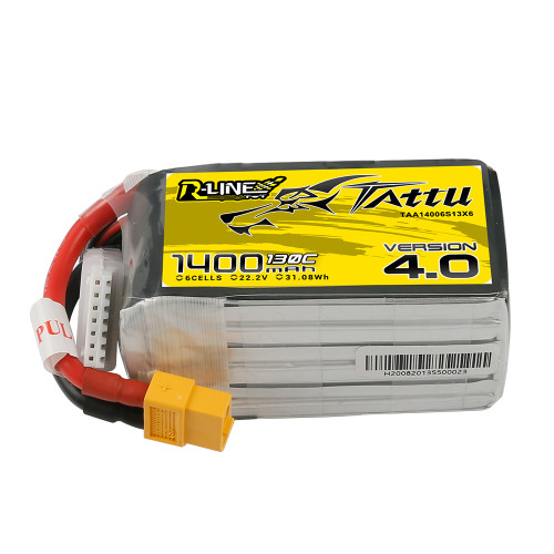 Tattu R-Line Version 4.0 1300mAh 22.2V 130C 6S1P Lipo Battery Pack