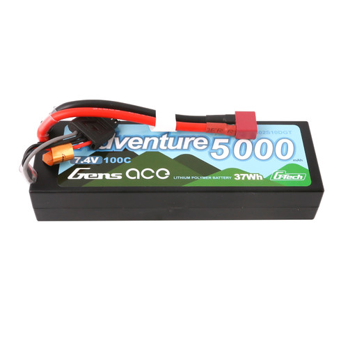 Gens ace G-tech Adventure 5000mAh 7.4V 2S1P 100C HardCase Lipo Battery Pack 24# with Deans Plug