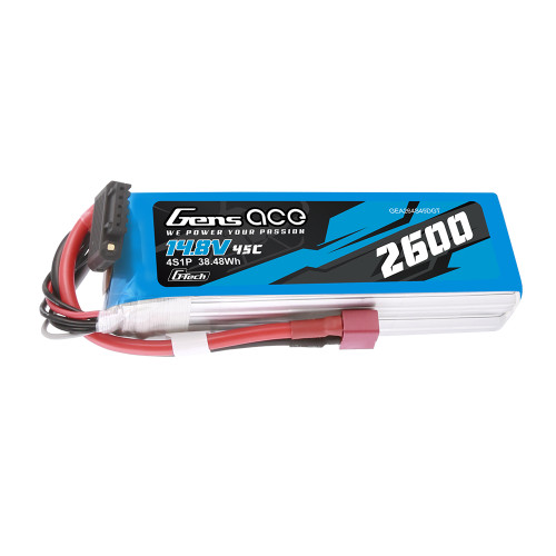 Gens Ace 2600mAh 45C 4S 14.8V  G-tech Lipo Battery Pack with Deans Plug