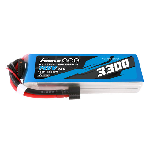 Gens Ace 3300mAh 4S 45C 14.8V G-tech Lipo Battery Pack with EC3 and Deans adapter