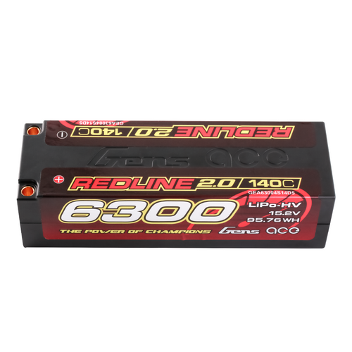 Gens ace 6300mAh  4S 15.2V 140C HardCase 59# Redline Series Lipo Battery with 5.0mm bullet for RC Car