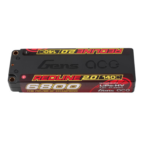 Gens ace 6800mAh 2S 7.6V 140C HardCase 57# Redline 2.0 Series Lipo Battery with 5.0mm bullet