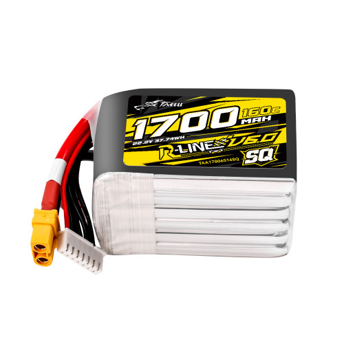 Tattu R-Line Version 6.0 1700mAh 160C 6S 22.2V SQ Lipo Battery Pack with XT60 Plug