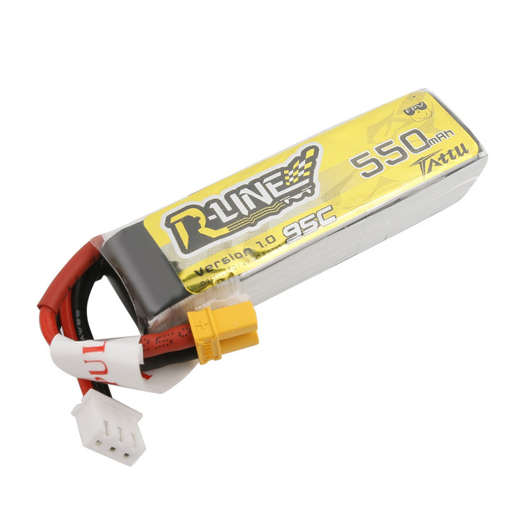 Tattu 550mAh 2S 95C 7.4V R-Line Lipo Battery Pack with XT30 Plug