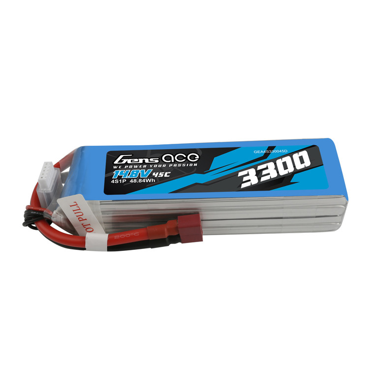 Gens Ace 3300mAh  45C 4S1P 14.8V Lipo Battery Pack with Deans Plug