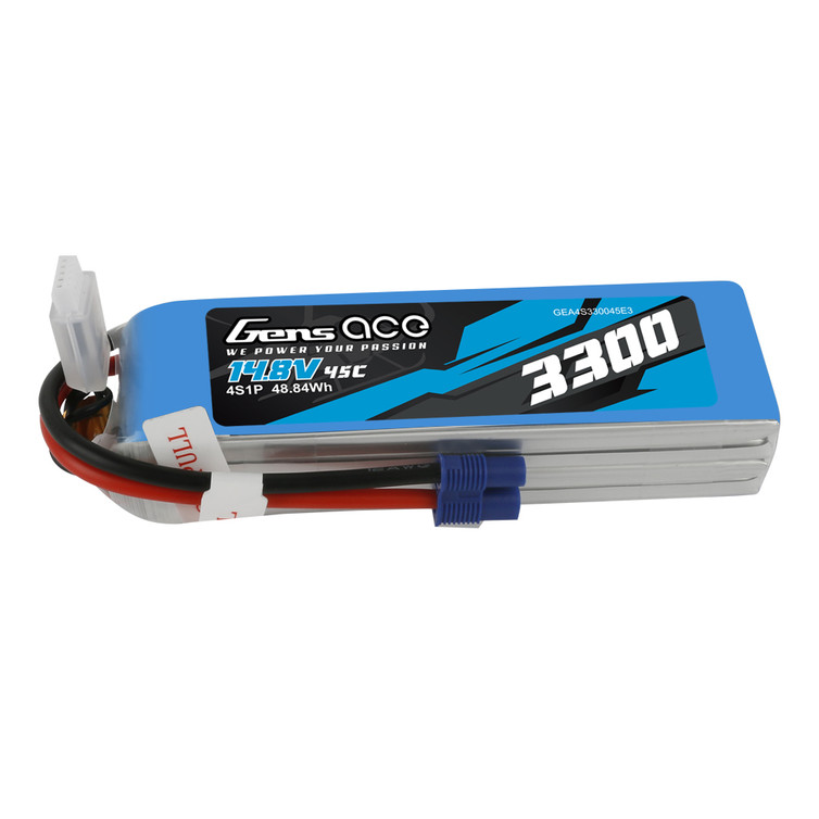 Gens Ace 3300mAh  45C 4S1P  14.8V Lipo Battery Pack with EC3