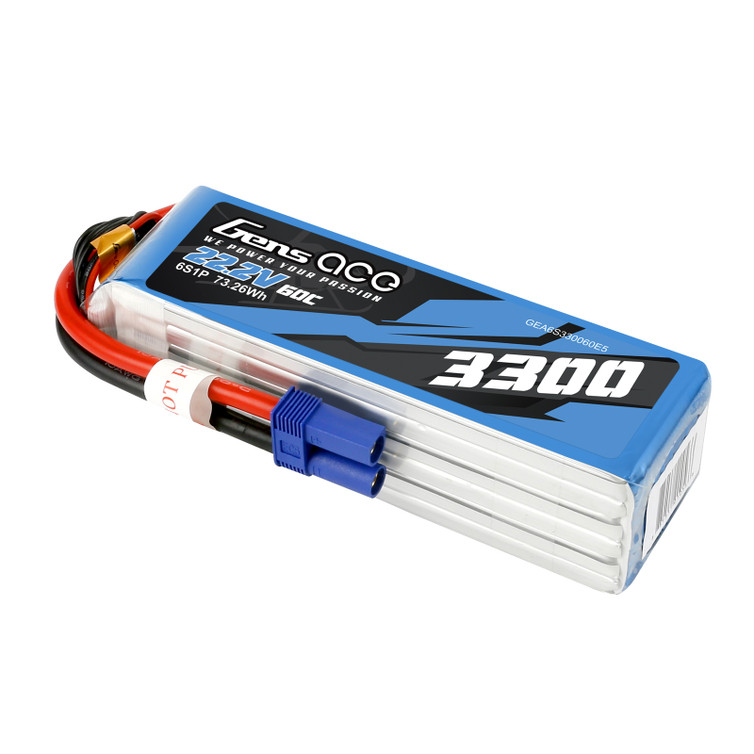 GensAce  3300mAh 22.2V 60C 6S Lipo Battery Pack with EC5 Plug