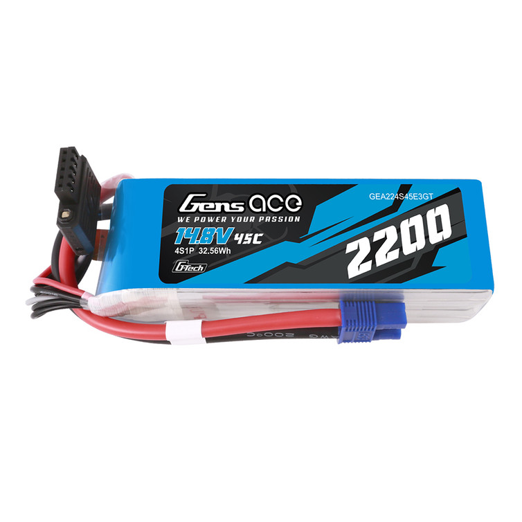 Gens ace 2200mAh  45C 14.8V 4S1P G-tech Lipo Battery Pack with EC3 Plug