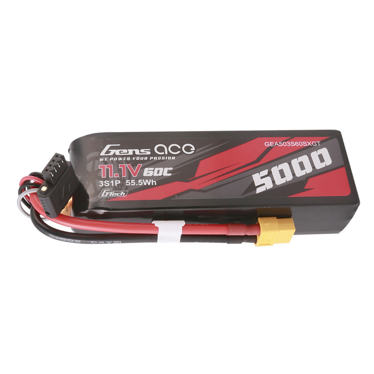 Gens ace 5000mAh 11.1V 60C 3S1P Short-Size G-tech Lipo Battery Pack with XT60 Plug