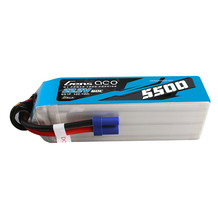 Gens ace 5500mAh 6S 60C 22.2V G-tech Lipo Battery Pack with EC5 Plug