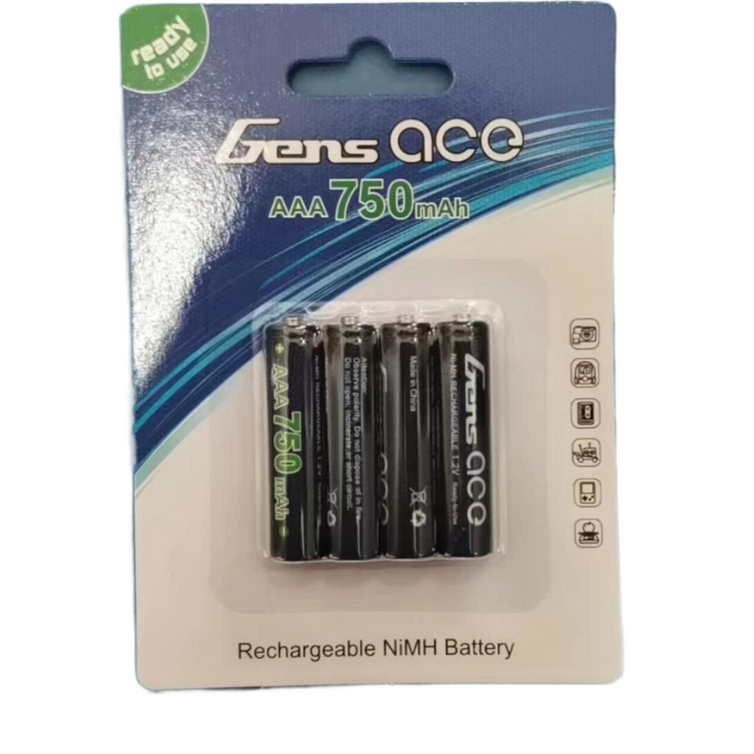 Gens Ace 750mAh 1.2V Ni-MH Rechargeable AAA Battery