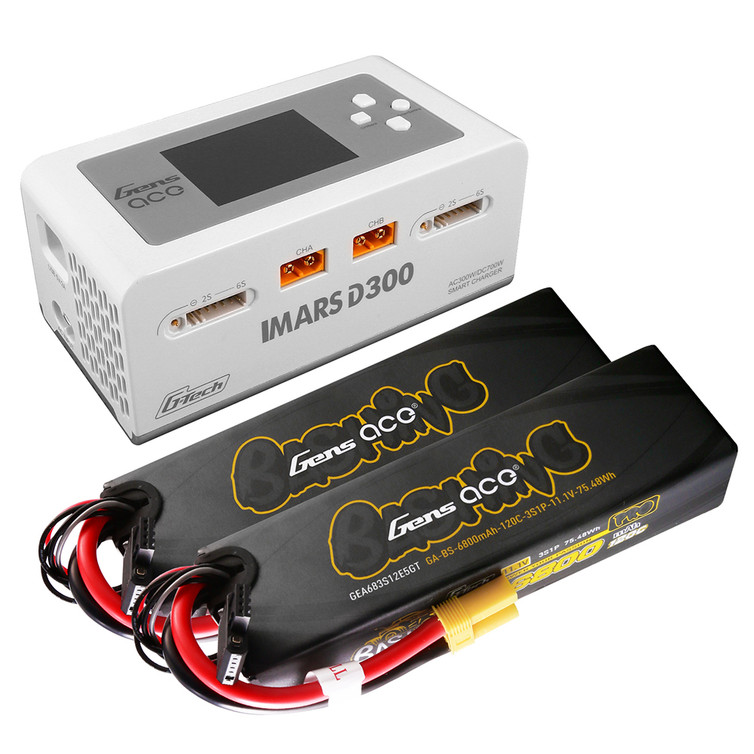 Gens ace G-Tech Bashing Series 6800mAh 11.1V Battery and Imars D300 Charger Bundle