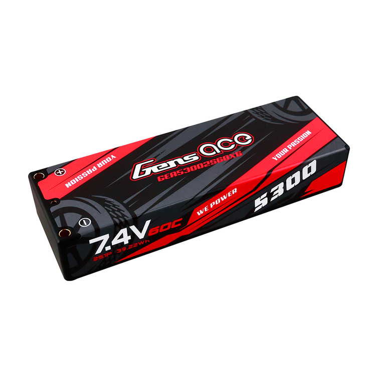 Gens ace 5300mAh 2S 7.4V 60C HardCase Lipo Battery Pack with XT60 plug 10#
