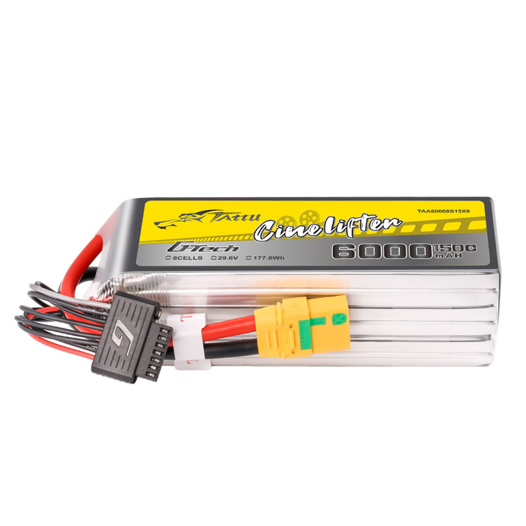 Tattu 6000mAh 29.6V 8S1P 150C 177.6Wh LiPo Battery with XT90-S
