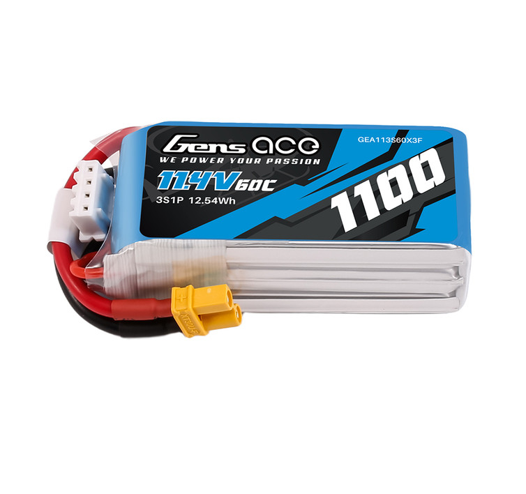 Gens ace 1100mAh 3S 60C 11.4V Lipo Battery Pack with XT30 Plug