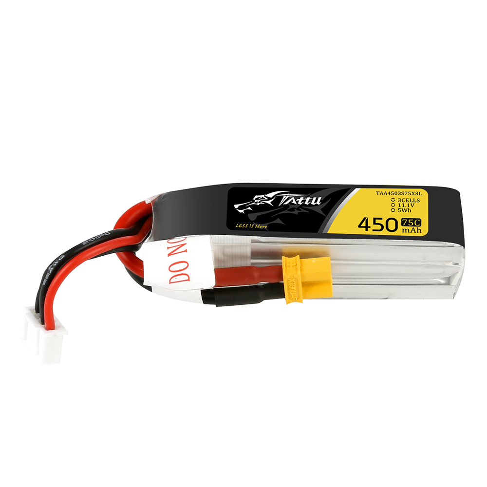 Tattu 450mAh 3S 11.1V 75C Lipo Battery Pack with XT30 Plug - Long