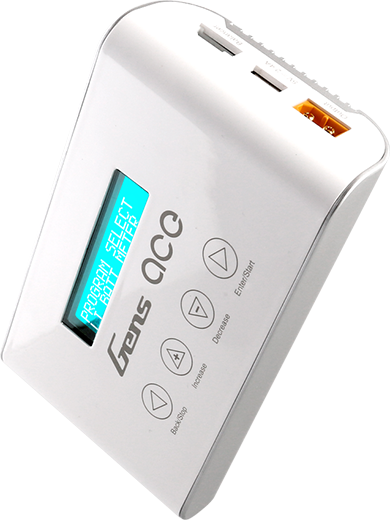 Chargeur De Batterie RC GensAce Imars S100 - 100W 10A - Compatible Batteries LiPo, LiFe, Etc. - Écran, Connecteurs Deans/XT60 Inclus - Blanc - 9
