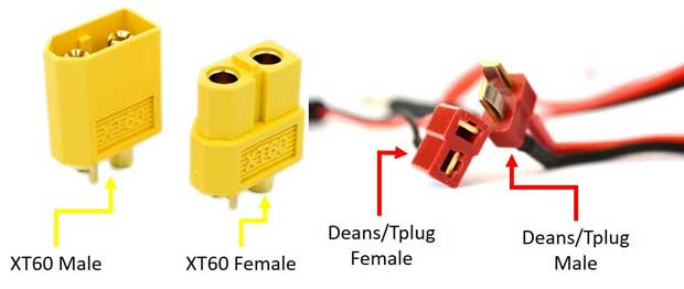 Drone battery connectors