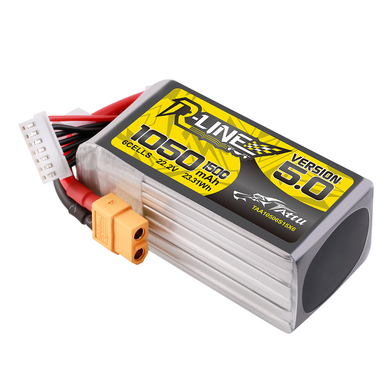 Tattu R-Line Version 5.0 1050mAh 6S 22.2V 150C Lipo Battery Pack with XT60  Plug