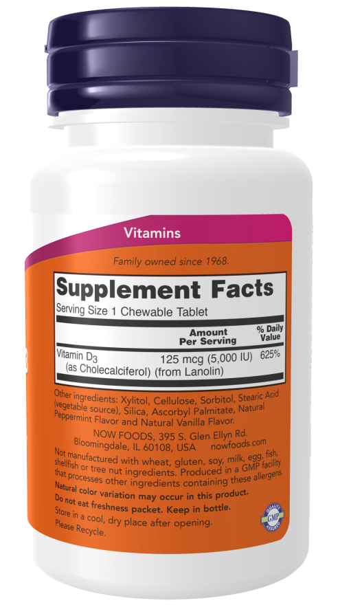 Vitamin D3 5000 IU 120 Soft Gels NOW Brand Vitamins and Supplements