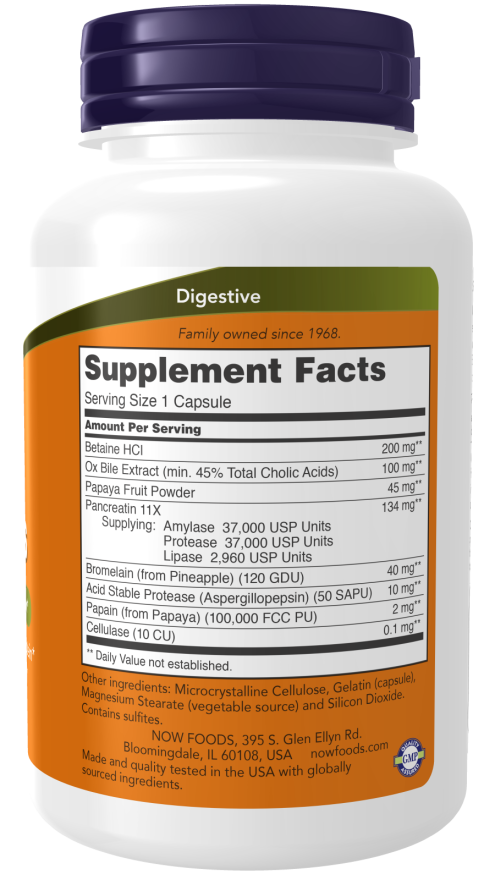 NOW Super Enzymes Supplement Facts